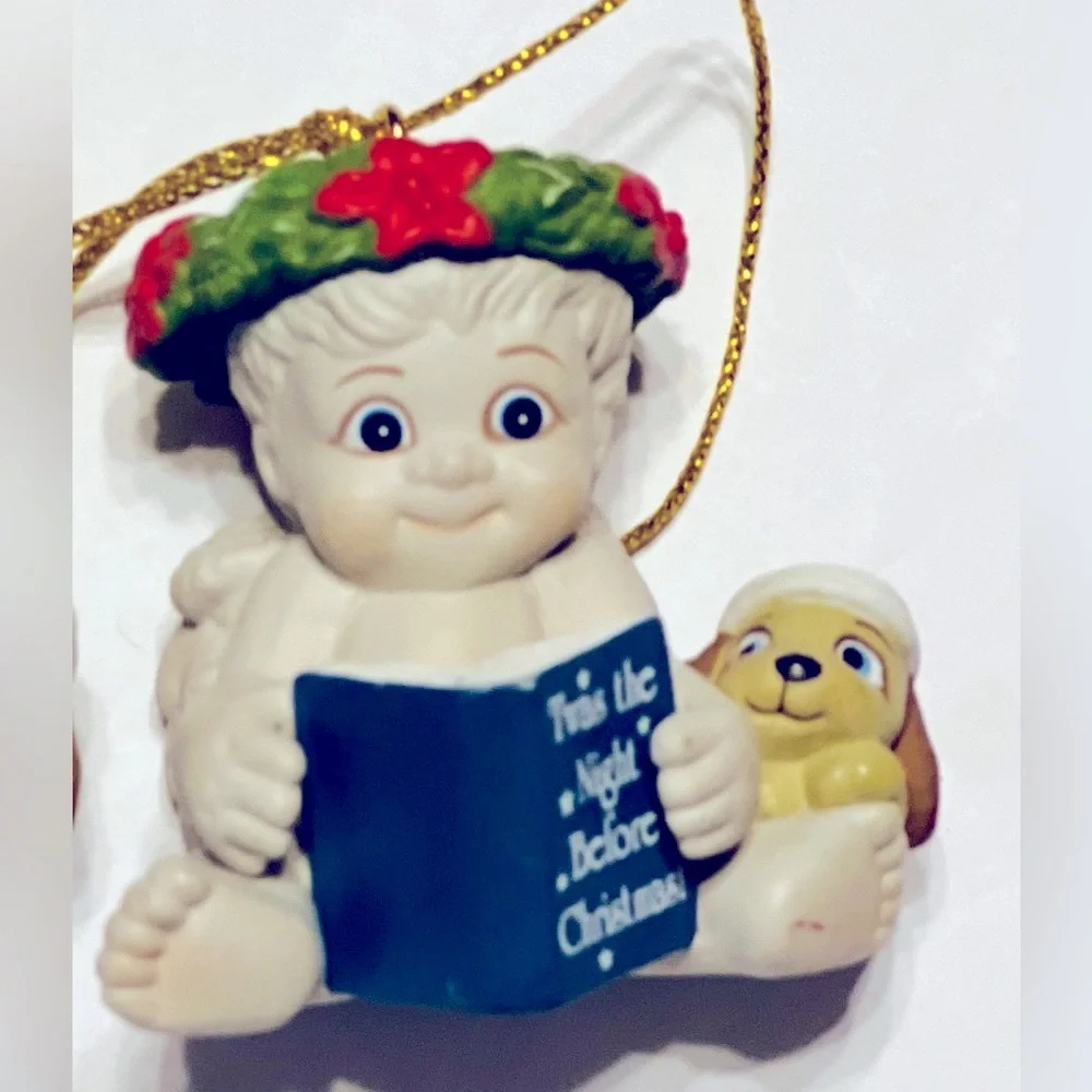Vintage Dreamsicles Cherub Christmas Ornaments Lot Of 9